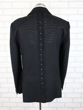 Affliction Black Premium Wool Blazer Jacket Mens 40 M Textured Studded Back READ